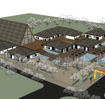 新中式沿街商业建筑su模型