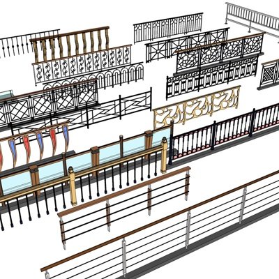 现代铁艺护栏su模型