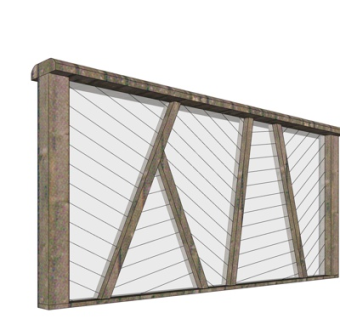 现代实木钢丝护栏su模型