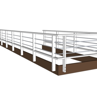 现代铁质护栏su模型