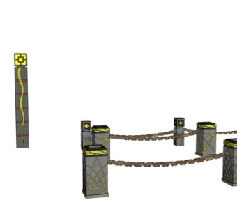 新中式沿河护栏su模型