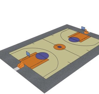 现代篮球场su模型