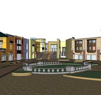 欧式商业街su模型