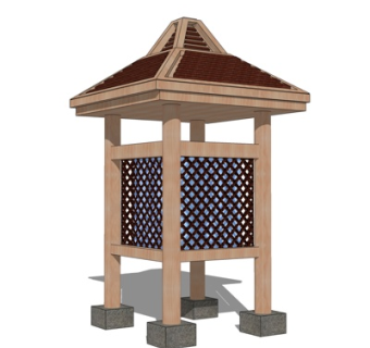 欧式公用电话亭su模型