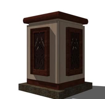 新中式景观灯su模型