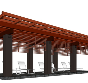 现代廊架su模型