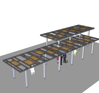 现代廊架su模型