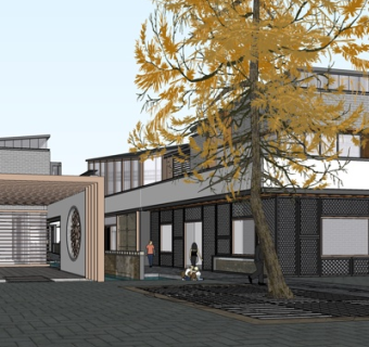 新中式沿街商业建筑su模型