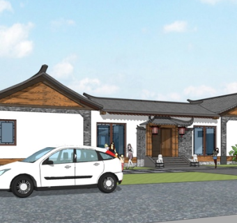 新中式商业会所su模型