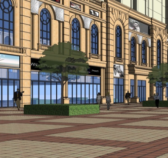 欧式沿街商业建筑su模型