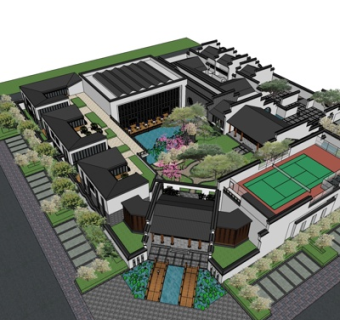 新中式房屋建筑规划su模型