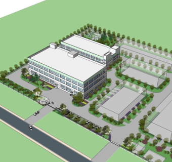 现代办公楼规划su模型