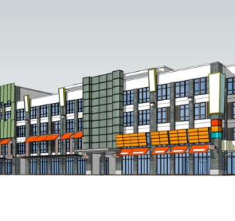 现代沿街商业建筑su模型