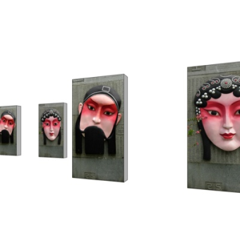 新中式景观墙su模型