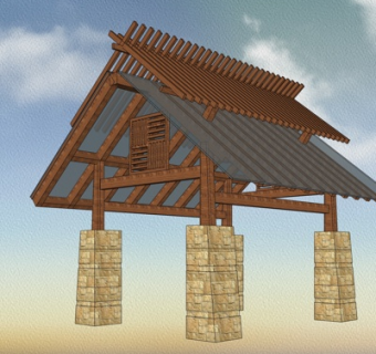 东南亚凉亭su模型