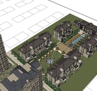 欧式公寓楼规划su模型