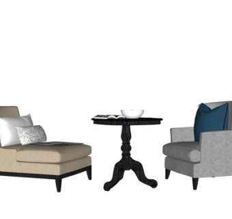 欧式休闲桌椅su模型