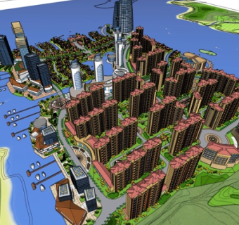 欧式公寓楼规划su模型