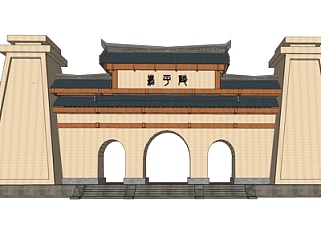 中式城门su模型