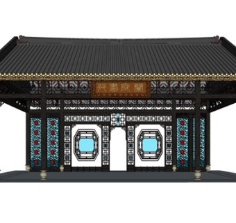 中式牌坊大门su模型