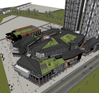 现代沿街商业建筑su模型