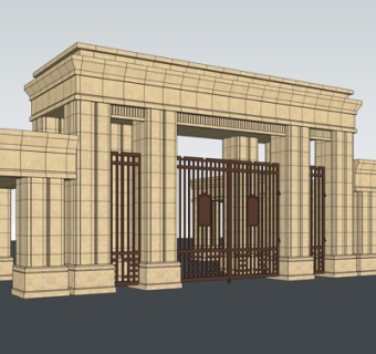 新古典庭院入户门su模型