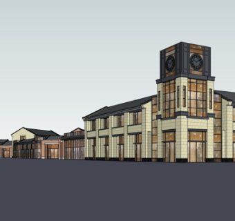 欧式沿街商业建筑su模型