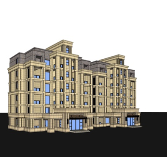 新古典公寓楼su模型