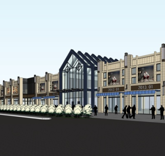 新古典沿街商业建筑su模型