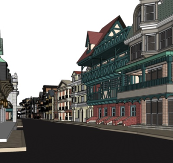 欧式商业街su模型