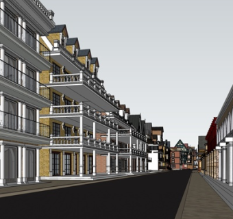 欧式沿街商业建筑su模型