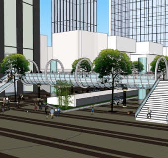 现代人行天桥su模型