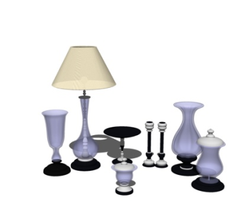 欧式台灯玻璃器皿摆件su模型