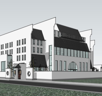 新中式酒店su模型