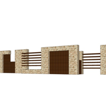 现代庭院围墙su模型