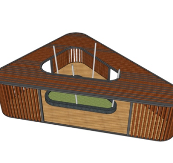 现代实木廊架su模型