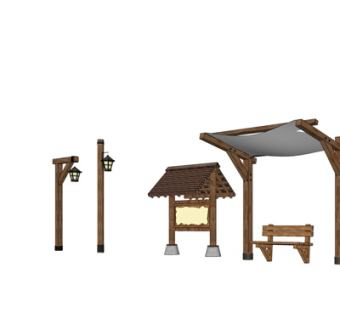 中式户外景观灯su模型