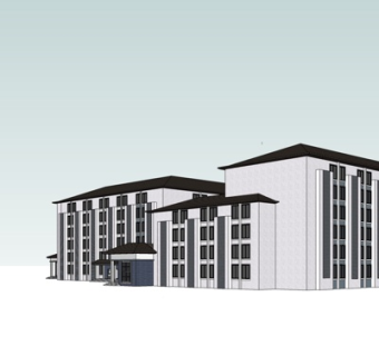 现代办公楼外观su模型