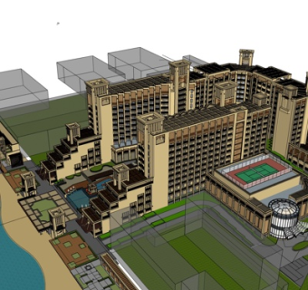 欧式高层住宅规划su模型