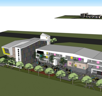 现代幼儿园外观su模型