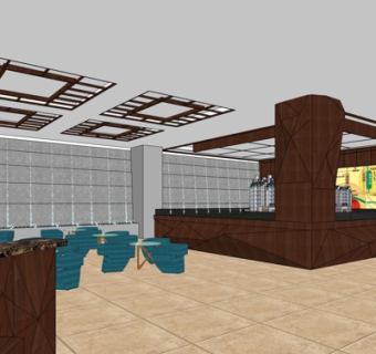 现代售楼处洽谈区su模型