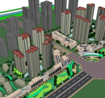 欧式高层住宅规划su模型