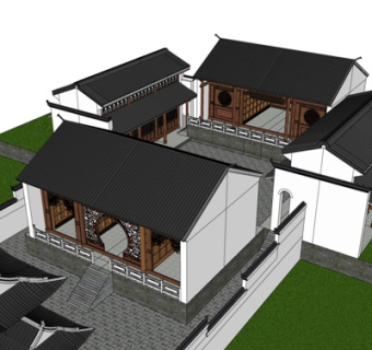 中式古建民房su模型