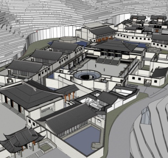 中式古建民房su模型