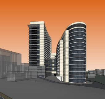 现代高层办公楼su模型