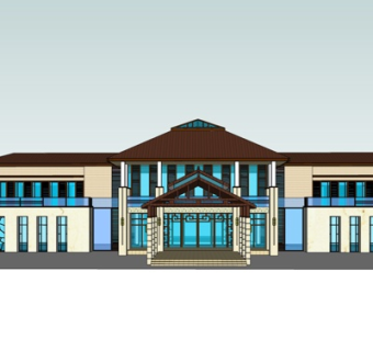 欧式会所外观su模型