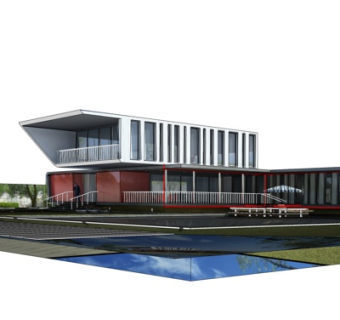 现代办公楼外观su模型