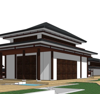 中式古建阁楼su模型