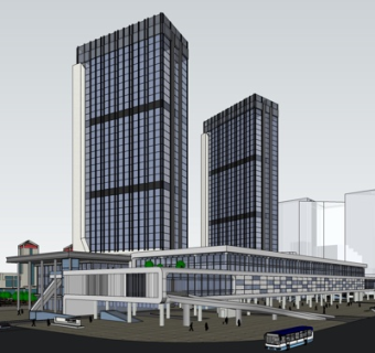 现代高层办公楼su模型