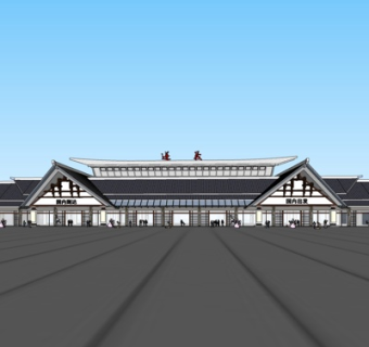 中式机场su模型